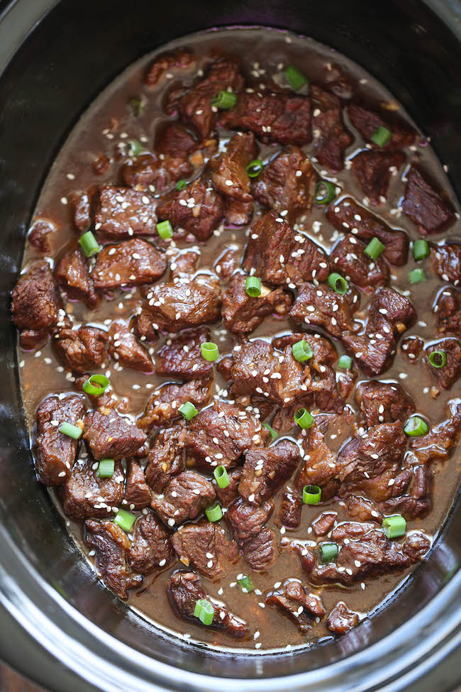 Slow Cooker Korean Beef - Amazingly tender, flavorful Korean beef easily made in the crockpot with just 10 min prep. It doesn't get easier than that!