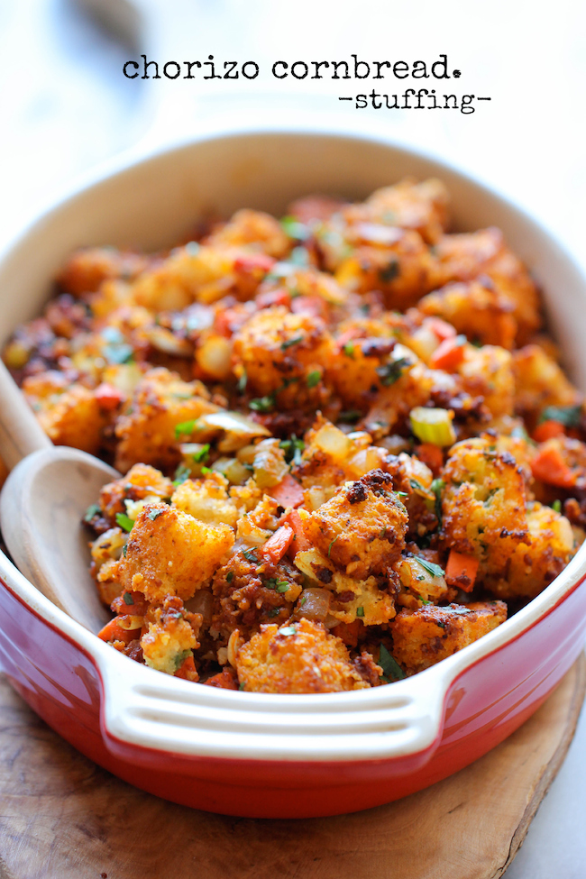 Chorizo Cornbread Stuffing - Damn Delicious