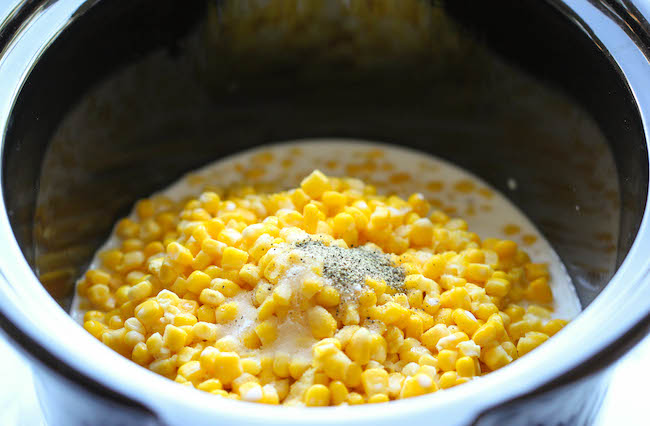 Slow Cooker Creamed Corn - So rich and creamy, and unbelievably easy to make with just 5 ingredients. It does not get easier than that!