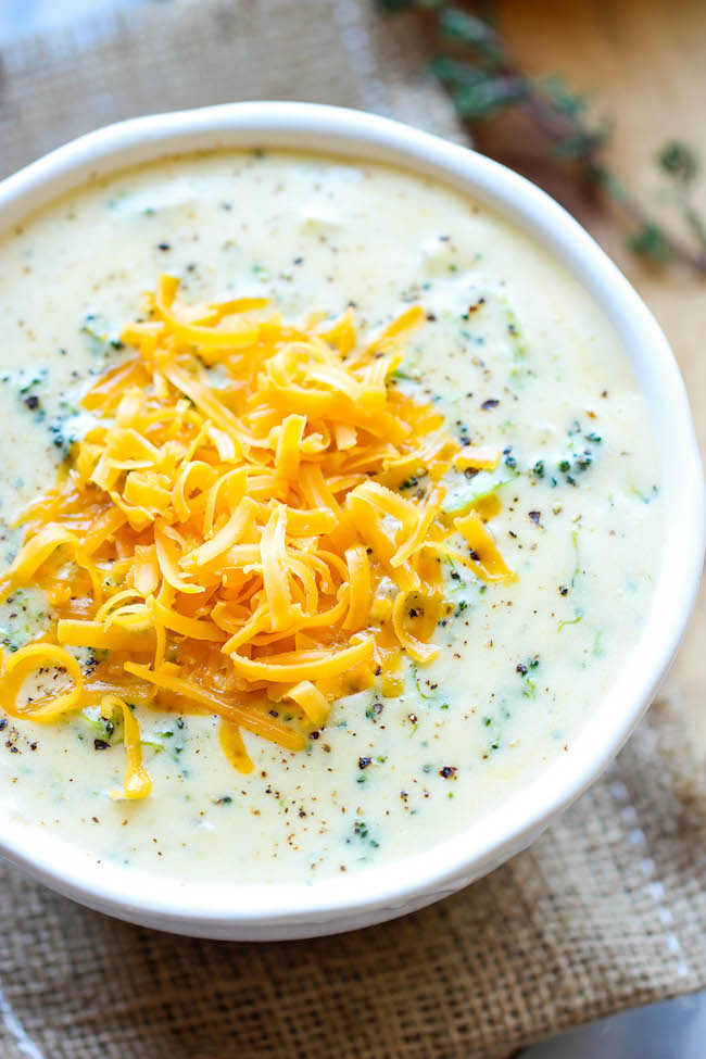 Broccoli Cheese Soup - Warm, cheesy, rich broccoli cheese soup made in less than 30 minutes. Comfort food never tasted so good!