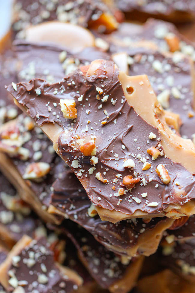 Easy Homemade Toffee is an unbelievably easy, no-fuss, homemade toffee recipe.
