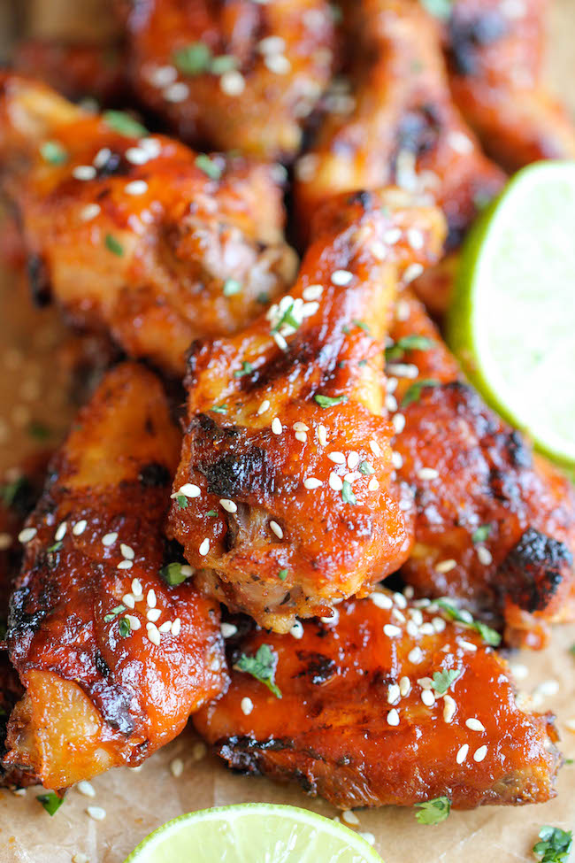 Try these Honey Sriracha Hot Chili Sauce Wings for your next game day , wings