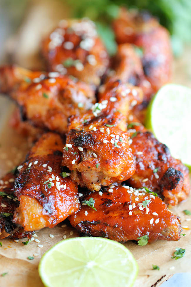 Baked Honey Sriracha Wings - An amazing combination of sweetness and spiciness in every bite, and they're baked to crisp perfection!