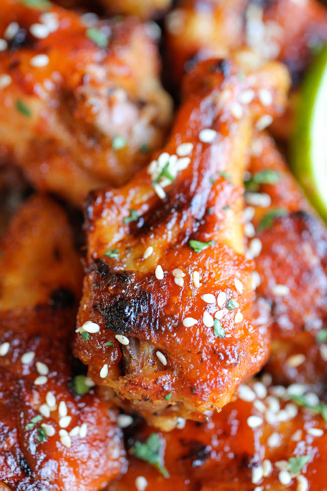 Baked Honey Sriracha Wings - An amazing combination of sweetness and spiciness in every bite, and they're baked to crisp perfection!