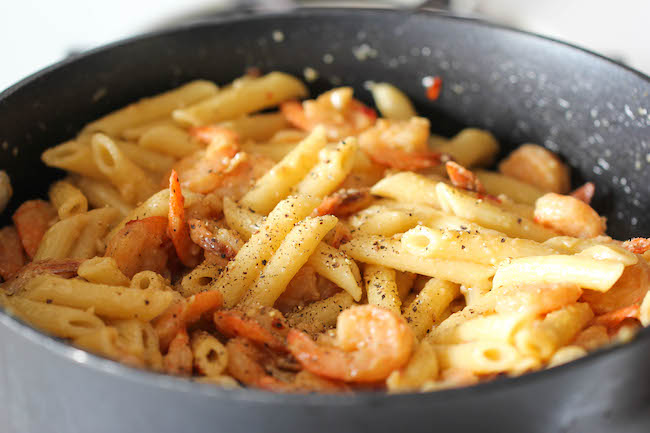 Spicy Parmesan Shrimp Pasta - Damn Delicious