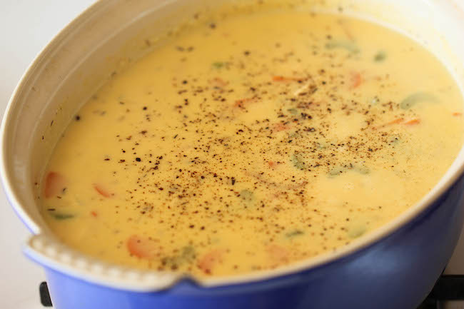Chicken and Potato Chowder - Just like mom's comforting chicken noodle soup, but it's even creamier and loaded with cheesy goodness!