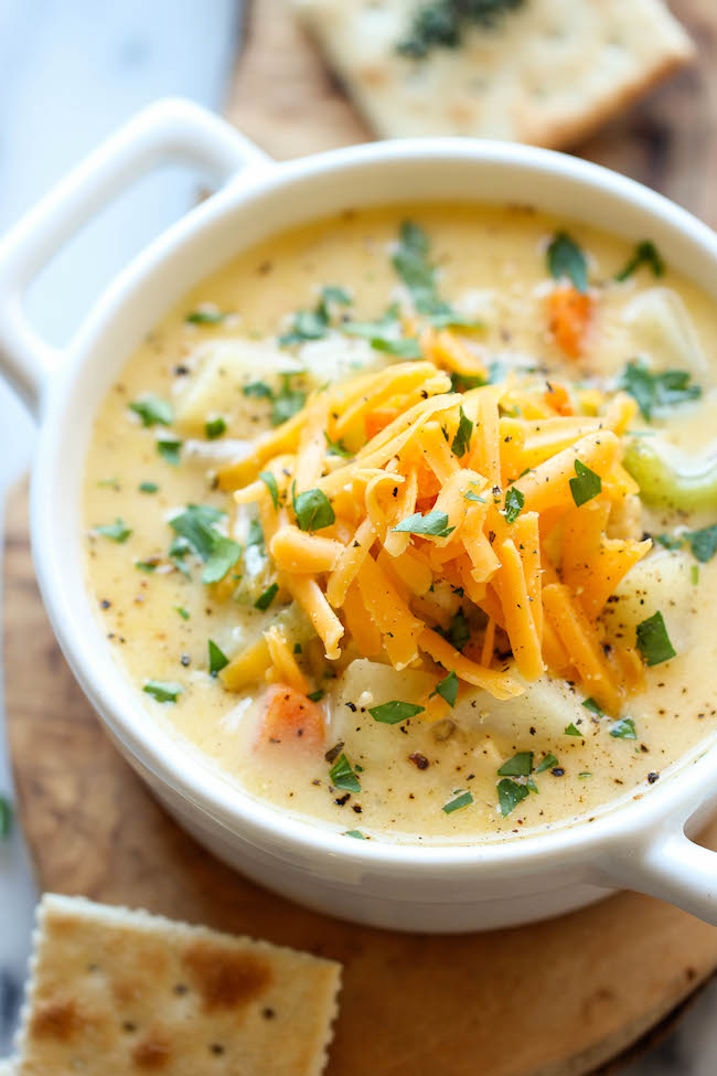 Chicken and Potato Chowder - Just like mom's comforting chicken noodle soup, but it's even creamier and loaded with cheesy goodness!