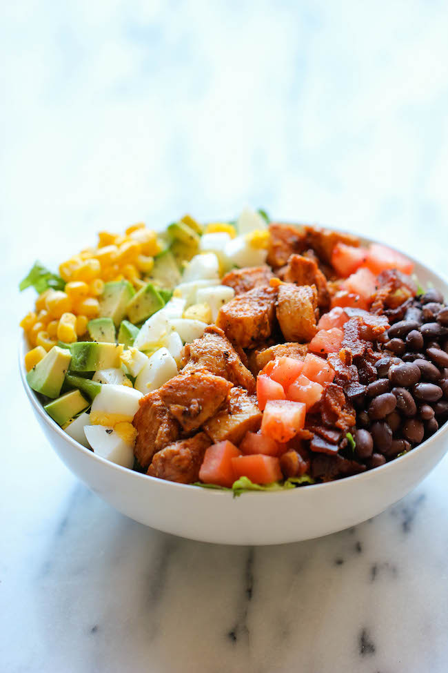 BBQ Chicken Cobb Salad - Healthy, hearty, quick and easy with an incredibly creamy buttermilk ranch dressing that is absolutely to die for!