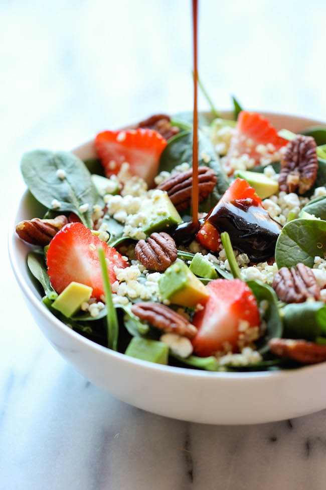 Strawberry Quinoa Salad - A healthy, filling salad tossed in a sweet and tangy balsamic vinaigrette, creating the perfect blend of flavors!