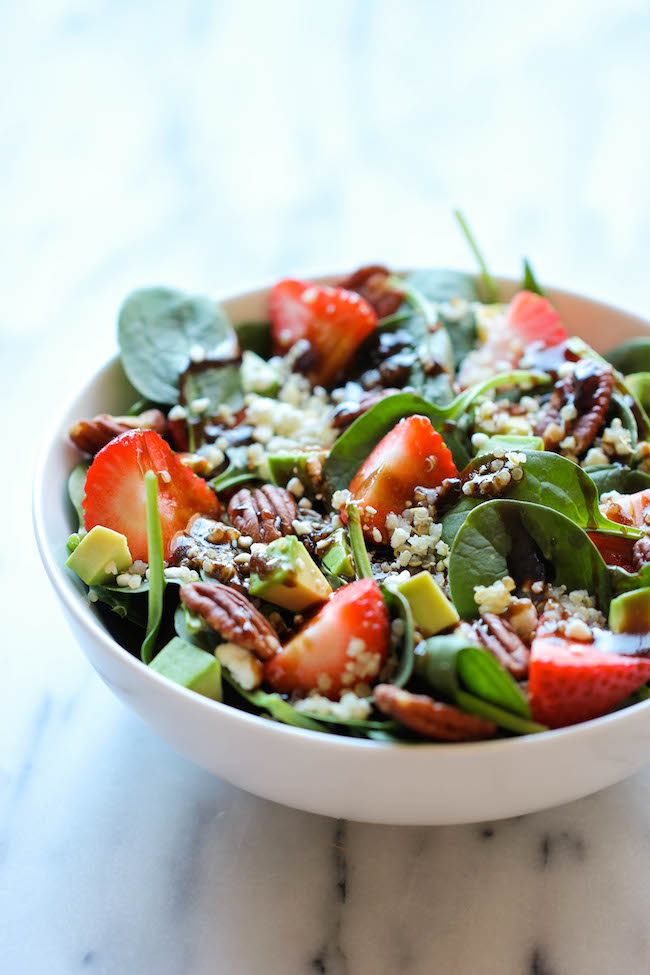 Strawberry Quinoa Salad - A healthy, filling salad tossed in a sweet and tangy balsamic vinaigrette, creating the perfect blend of flavors!