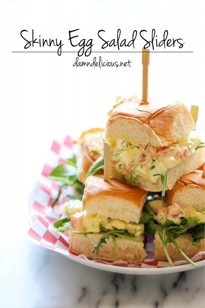 Skinny Egg Salad Sliders - Cut back on the calories with these healthy Greek yogurt egg salad sliders on sweet Hawaiian rolls!