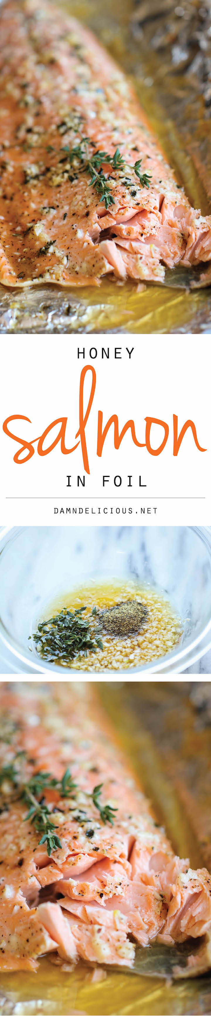 Honey Salmon in Foil - A no-fuss, super easy salmon dish that's baked in foil for the most tender, most flavorful salmon ever!