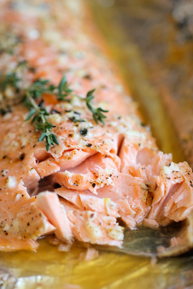Honey Salmon in Foil - A no-fuss, super easy salmon dish that's baked in foil for the most tender, most flavorful salmon ever!