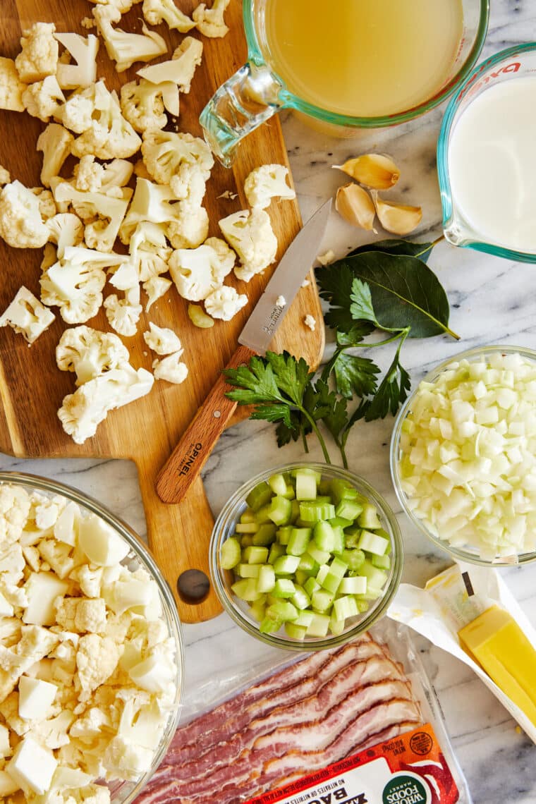 Cauliflower Chowder - A creamy, low carb, hearty and cozy soup, loaded with so many good-for-you veggies. Perfect for those chilly nights!