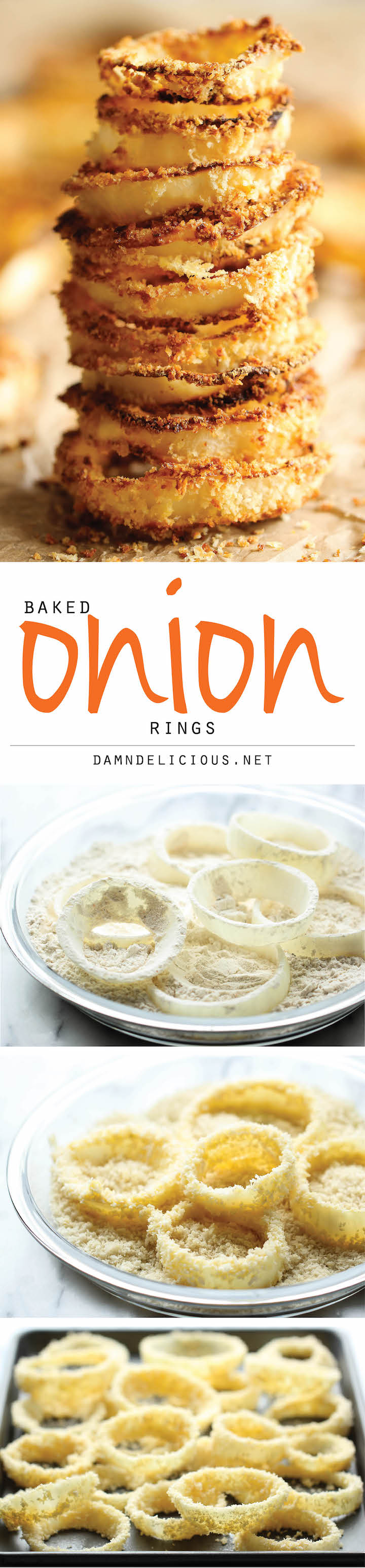 Oven Baked Onion Rings - No need to deal with hot oil - these onion rings are easily baked to crisp-perfection right in the oven!