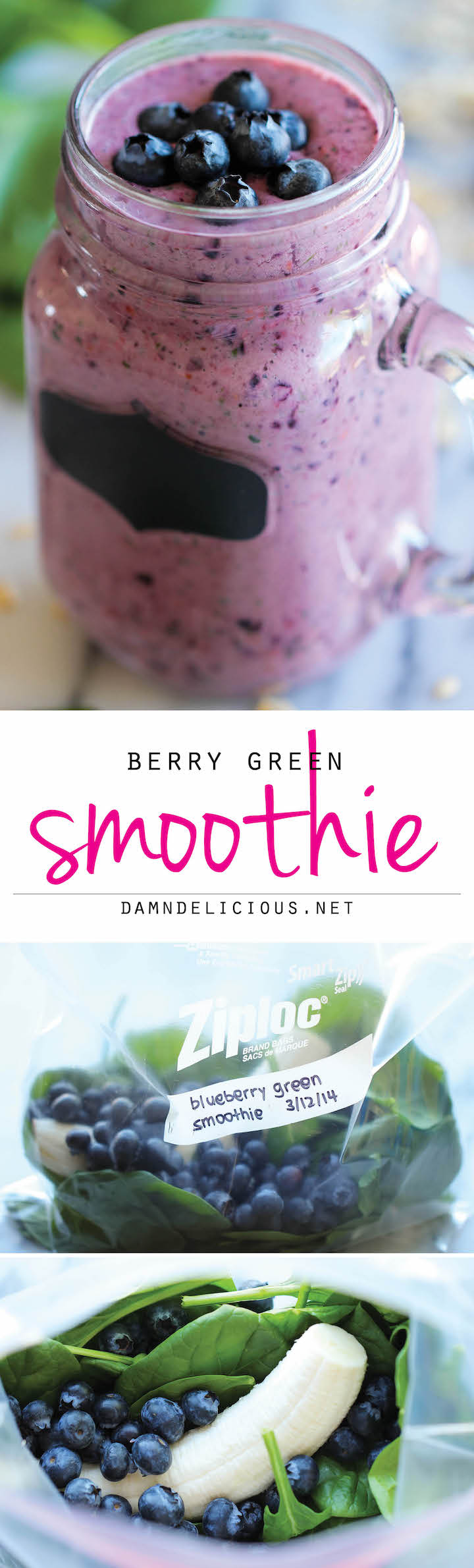 Berry Green Smoothie Damn Delicious