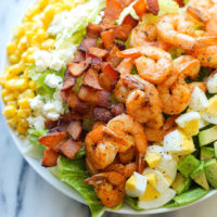 Healthy Grilled Shrimp Cobb Salad - Sweet Savory and Steph