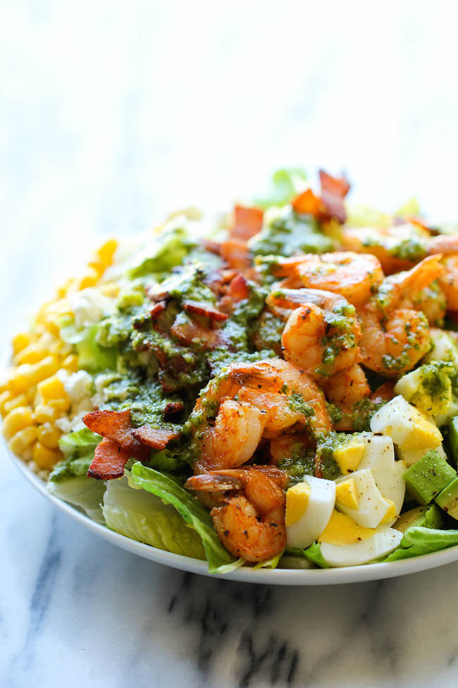 Shrimp Cobb Salad with Cilantro Lime Vinaigrette - Damn Delicious