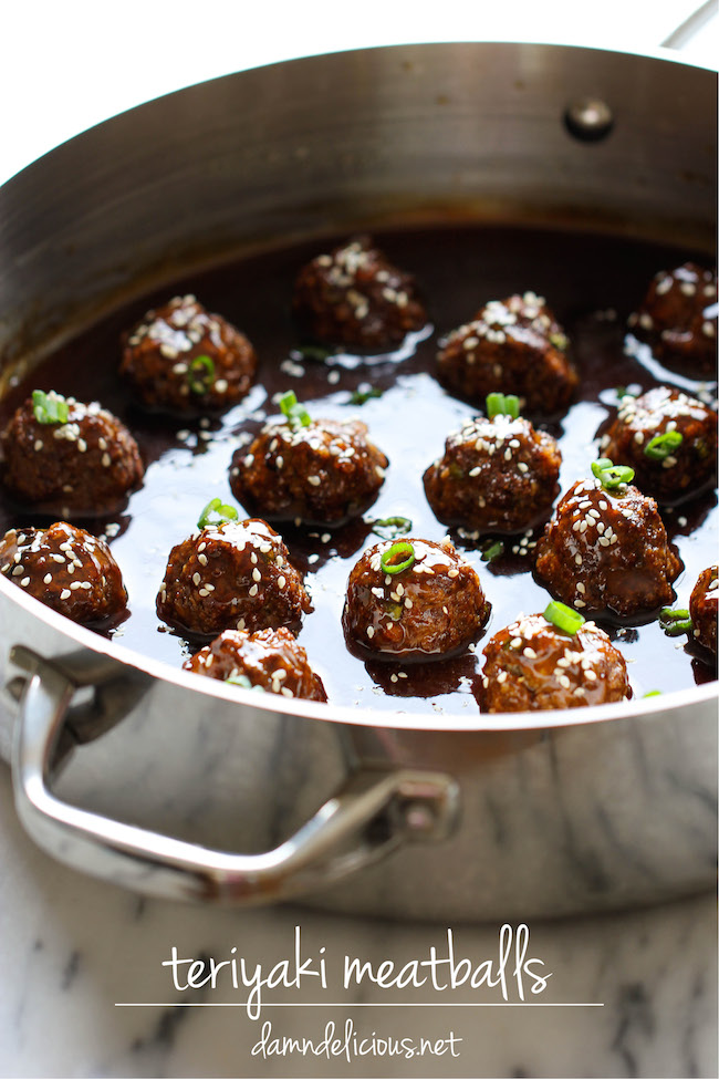 Teriyaki Meatballs - Juicy, tender meatballs tossed in a super easy, homemade sweet teriyaki sauce!