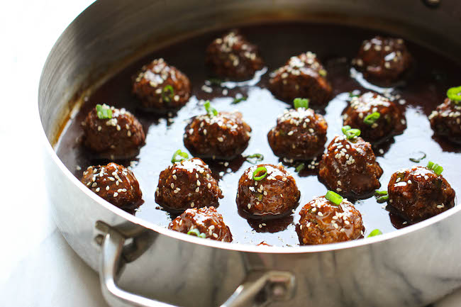 Teriyaki Meatballs - Juicy, tender meatballs tossed in a super easy, homemade sweet teriyaki sauce!