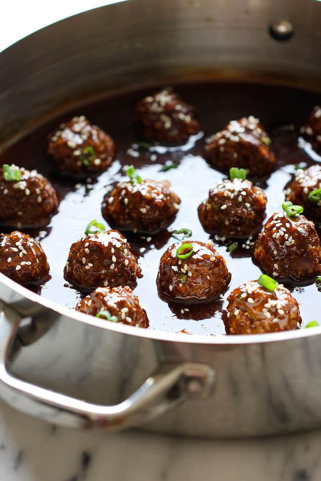 Teriyaki Meatballs - Juicy, tender meatballs tossed in a super easy, homemade sweet teriyaki sauce!