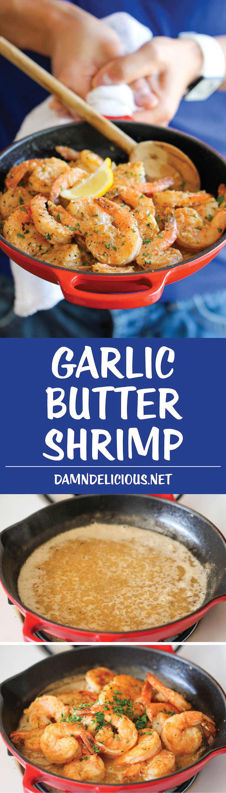 Garlic Butter Shrimp - An amazing flavor combination of garlicky, buttery goodness - so elegant and easy to make in 20 min or less!