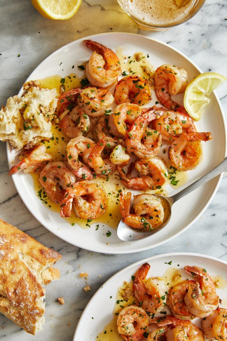 Garlic Butter Shrimp - An amazing flavor combination of garlicky, buttery goodness - so elegant and easy to make in 20 min or less!