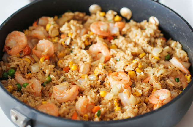 Shrimp Fried Rice - Why order take-out? This homemade version is so much healthier, cheaper and tastes a million times better!