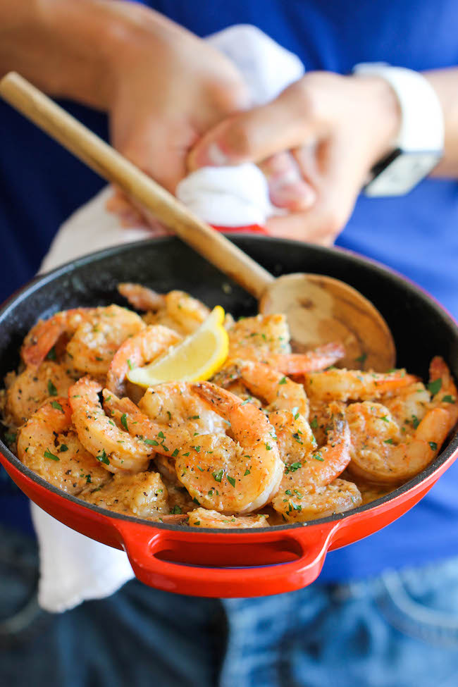 Garlic Butter Shrimp - An amazing flavor combination of garlicky, buttery goodness - so elegant and easy to make in 20 min or less!