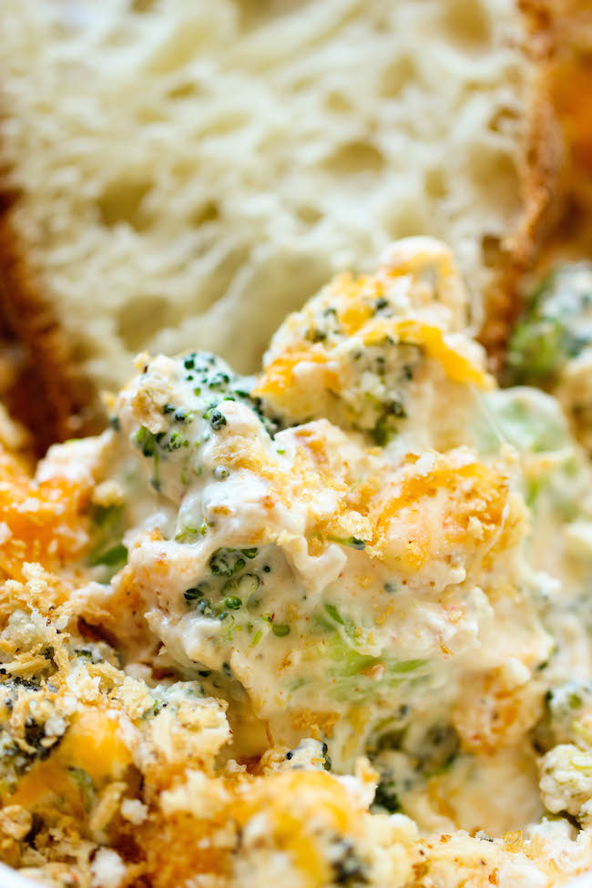 Baked Broccoli Parmesan Dip - A wonderfully hot and cheesy broccoli dip that is sure to be a crowd pleaser!