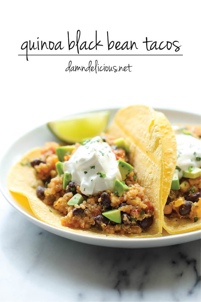 Quinoa Black Bean Tacos - Quick, easy, healthy and full of flavor - even meat eaters will love this!
