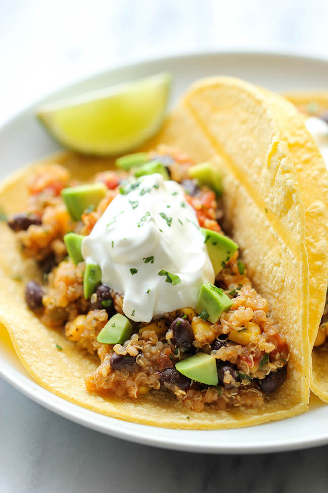 Quinoa Black Bean Tacos - Quick, easy, healthy and full of flavor – even meat eaters will love this!