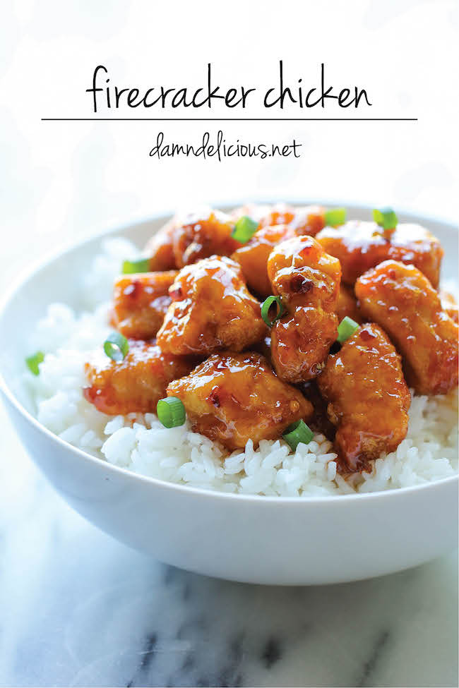 Firecracker Chicken - The most amazing combination of sweet and spicy flavors that tastes a million times better than take-out!