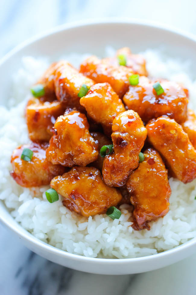 Firecracker Chicken - The most amazing combination of sweet and spicy flavors that tastes a million times better than take-out!