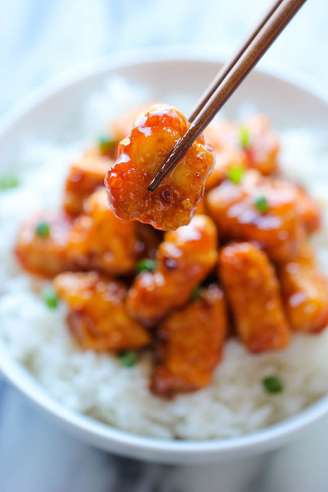 Firecracker Chicken - The most amazing combination of sweet and spicy flavors that tastes a million times better than take-out!