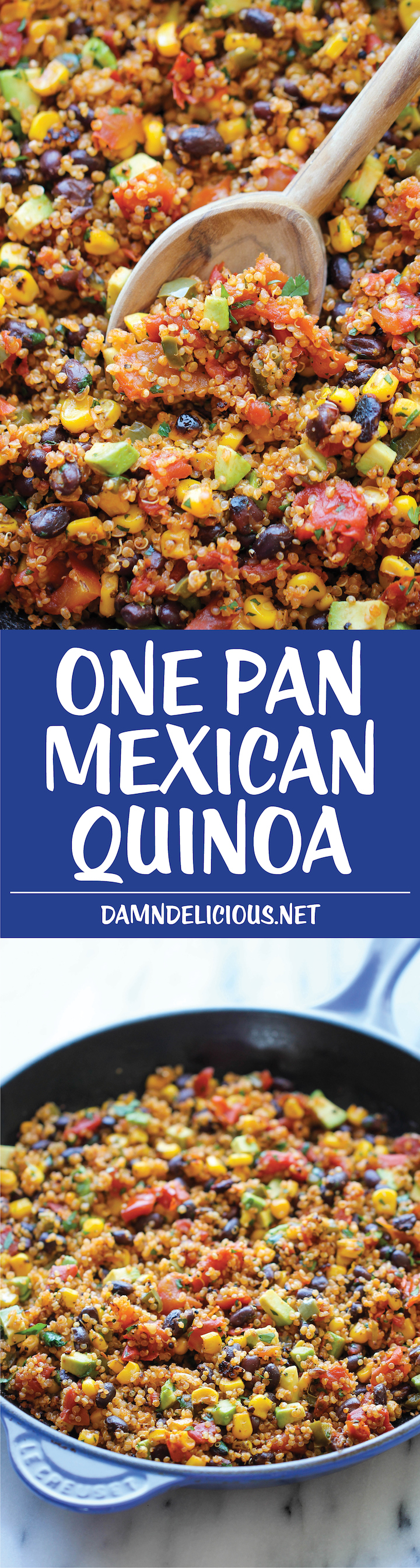 One Pan Mexican Quinoa - Wonderfully light, healthy and nutritious. And it's so easy to make - even the quinoa is cooked right in the pan!