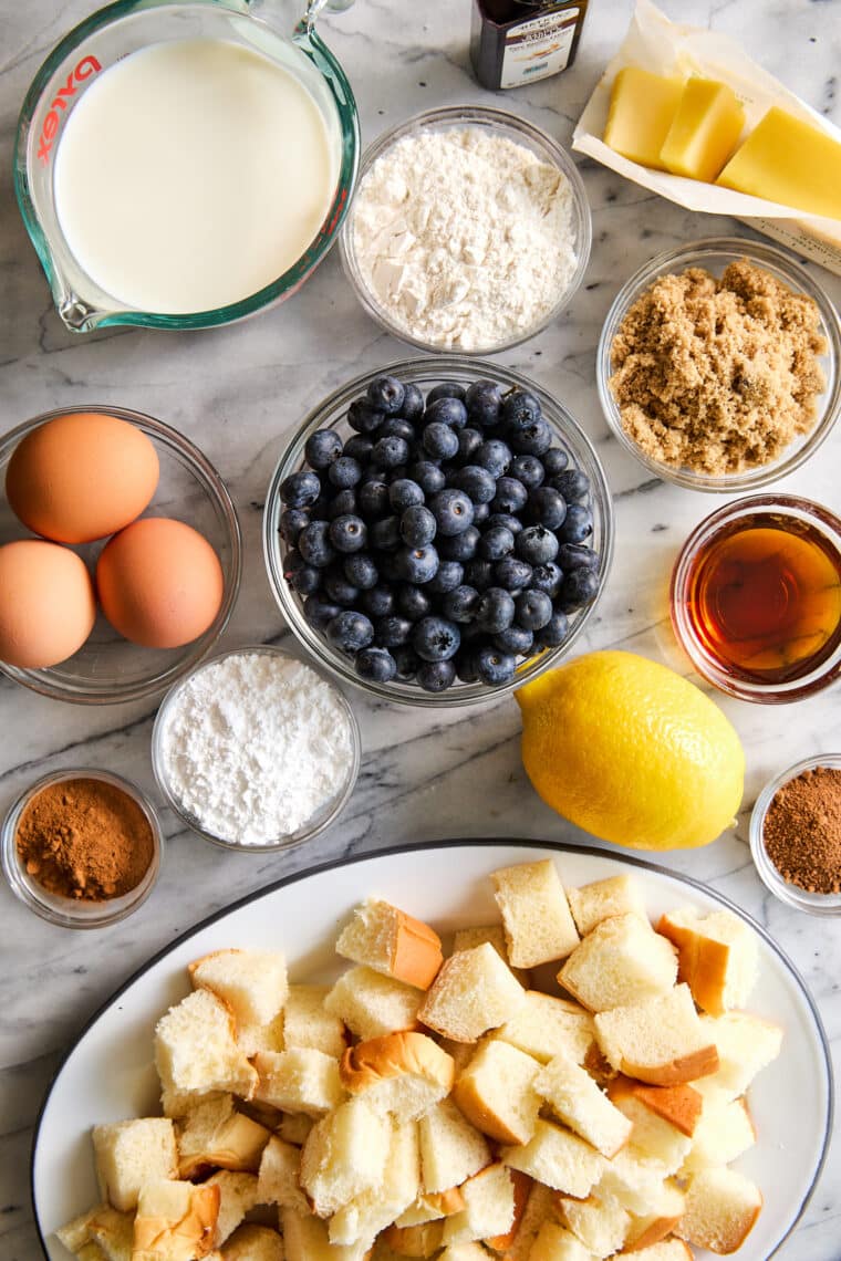 Baked Blueberry Lemon French Toast - No stress, no fuss breakfast! Prep the night before or freeze as needed. Easy, simple and company worthy!