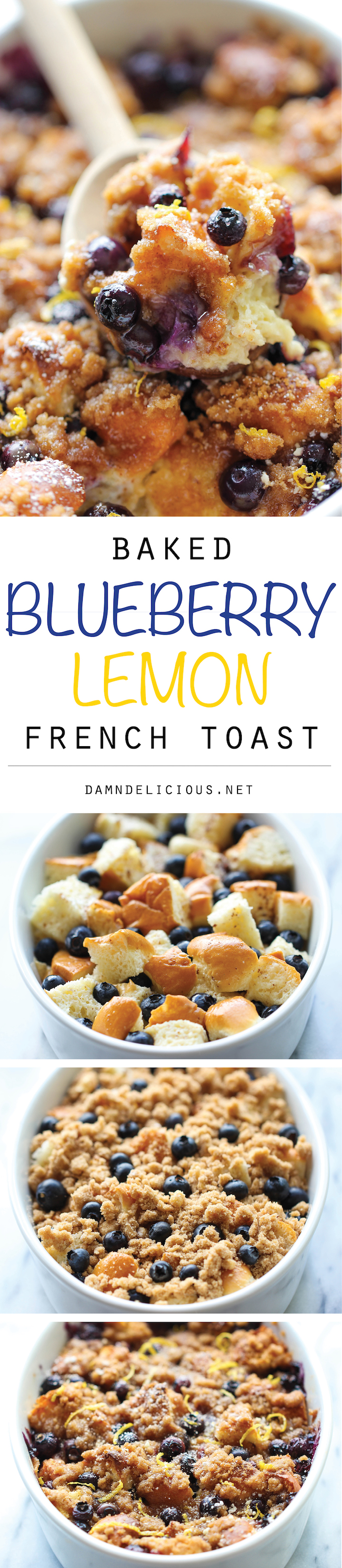 Baked Blueberry Lemon French Toast - Amazingly sweet and scrumptious make-ahead french toast using King's Hawaiian bread!