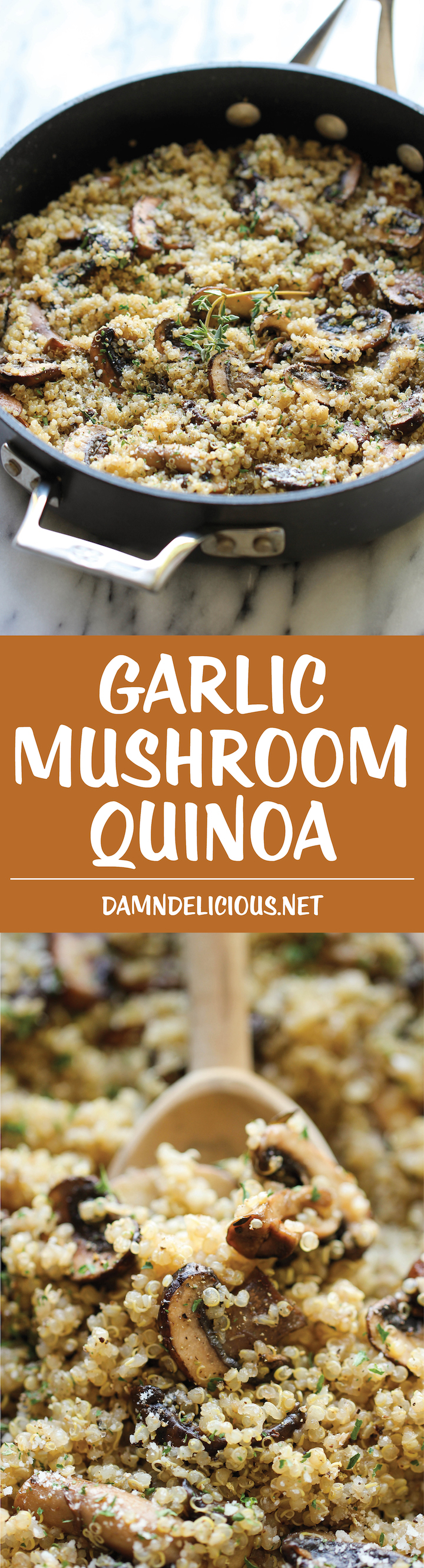 Slow Cooker Garlic Mushroom Quinoa - Slender Kitchen