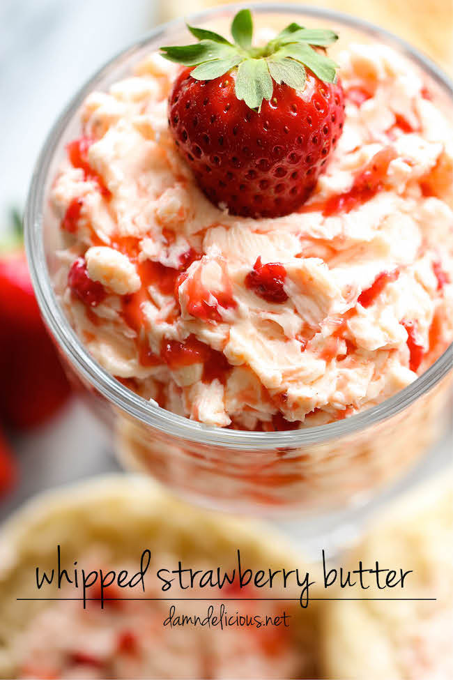 Whipped Strawberry Butter - The easiest 3-ingredient strawberry butter made in 5 min - so good, you'll want to eat it with a spoon!