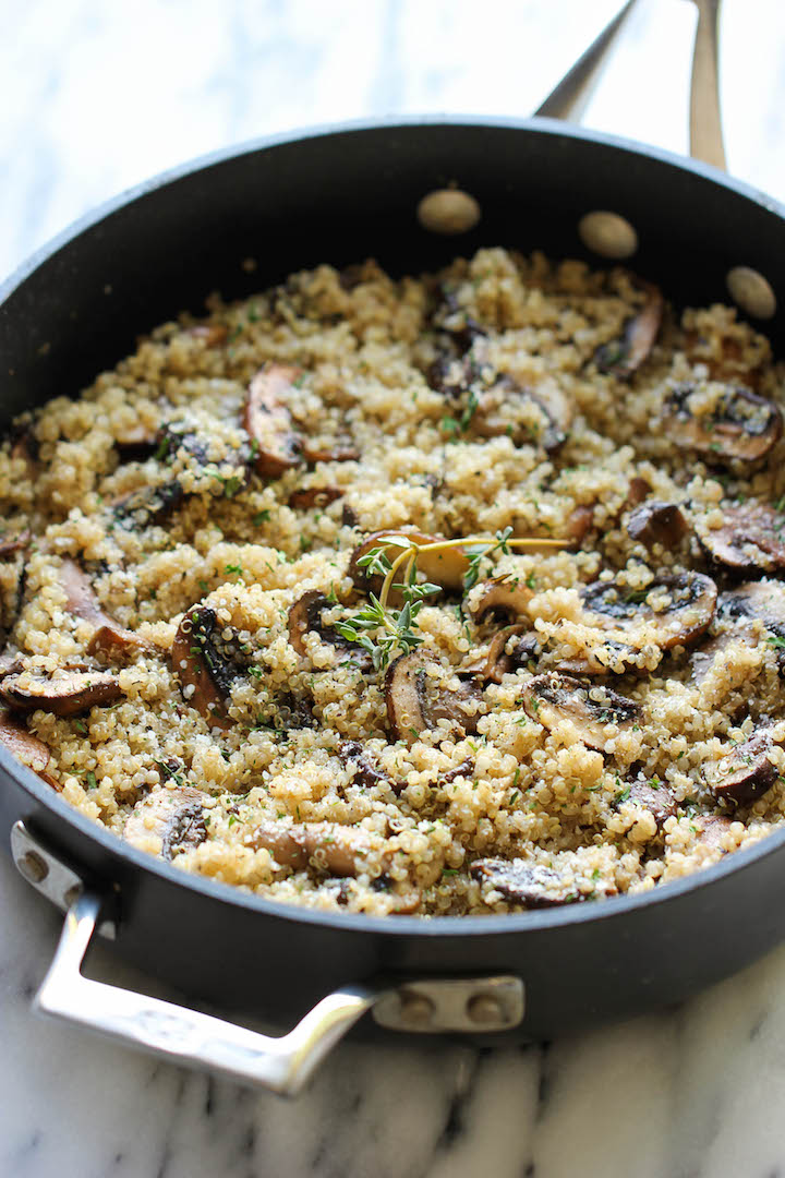 Garlic Mushroom Quinoa | Wholesome Quinoa Recipes