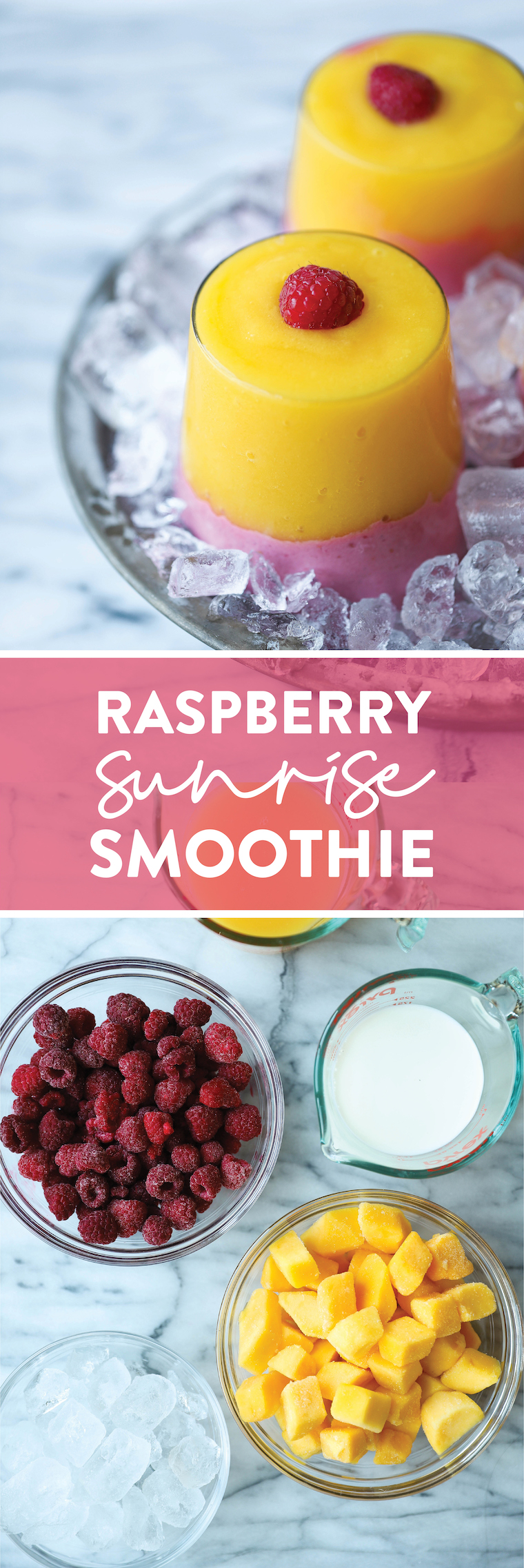 Raspberry Sunrise Smoothie - 4-ingredient raspberry mango smoothie - so easy and amazingly refreshing!