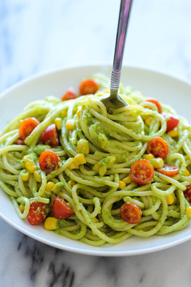 Zucchini Pasta with Creamy Avocado Pesto