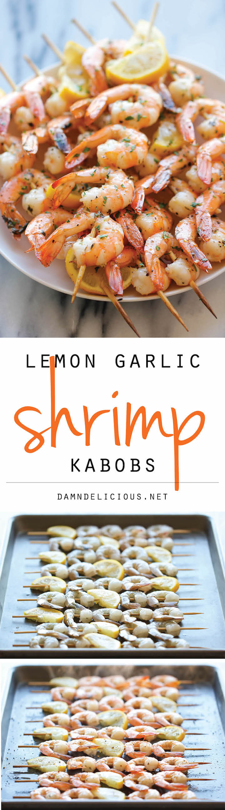 Lemon Garlic Shrimp Kabobs - The easiest, most flavorful way to prepare shrimp - so perfect for summer grilling or roasting!