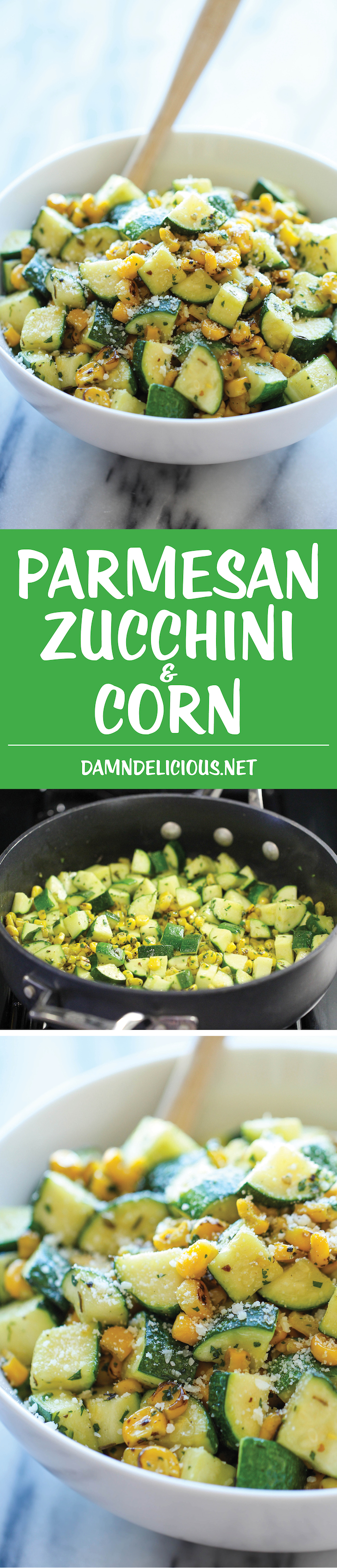 Parmesan Zucchini and Corn - A healthy 10 minute side dish to dress up any meal. It's so simple yet full of flavor!