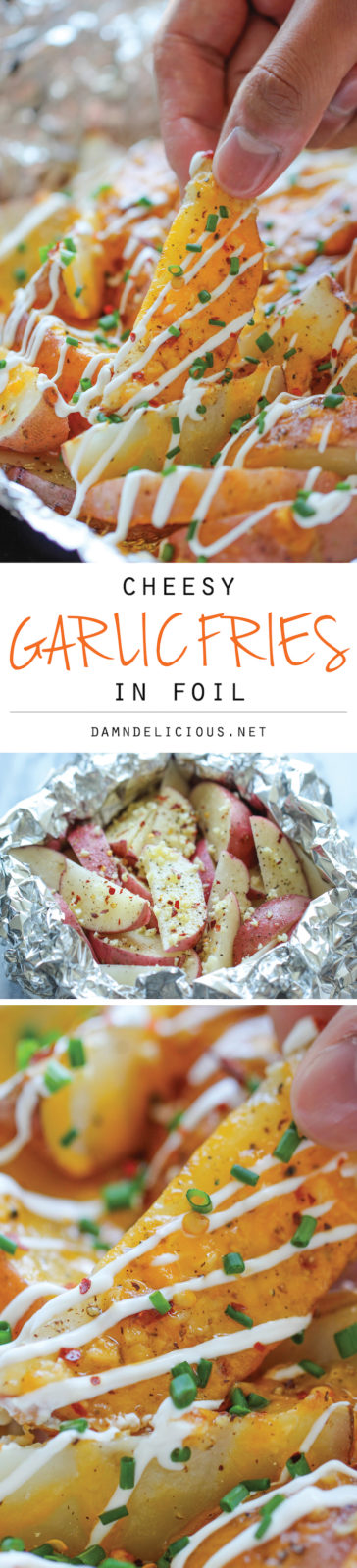 Cheesy Garlic Fries in Foil - Damn Delicious