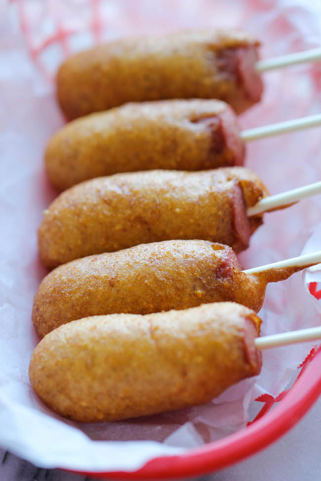 Easy Homemade Mini Corn Dogs - The easiest corn dogs you will ever make! Perfect as an after-school snack, game-day appetizer or even a quick dinner!