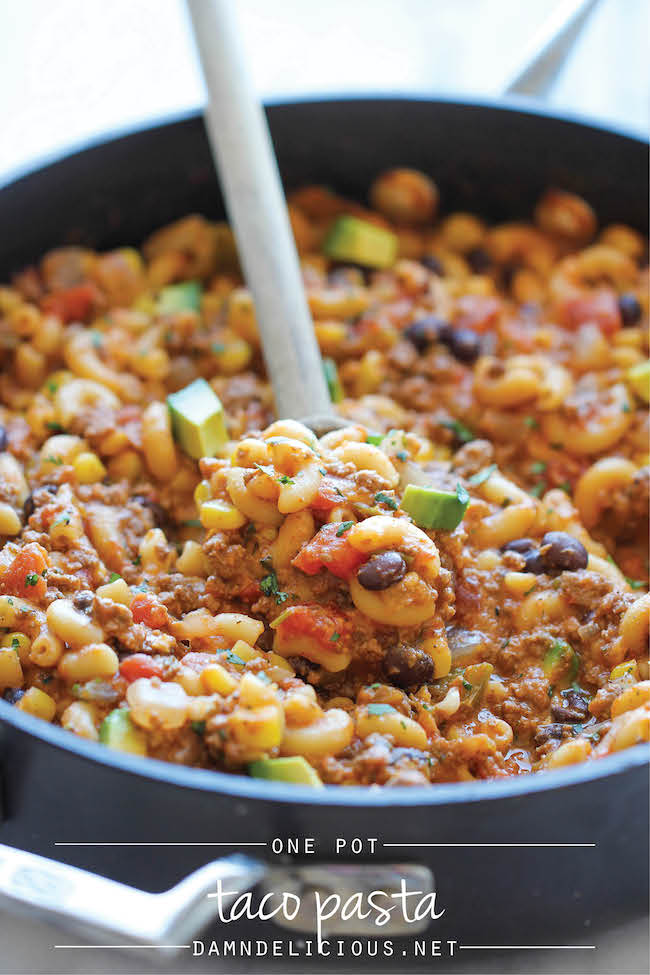 Easy One Pot Cheesy Taco Pasta - Easy Weeknight Dinners