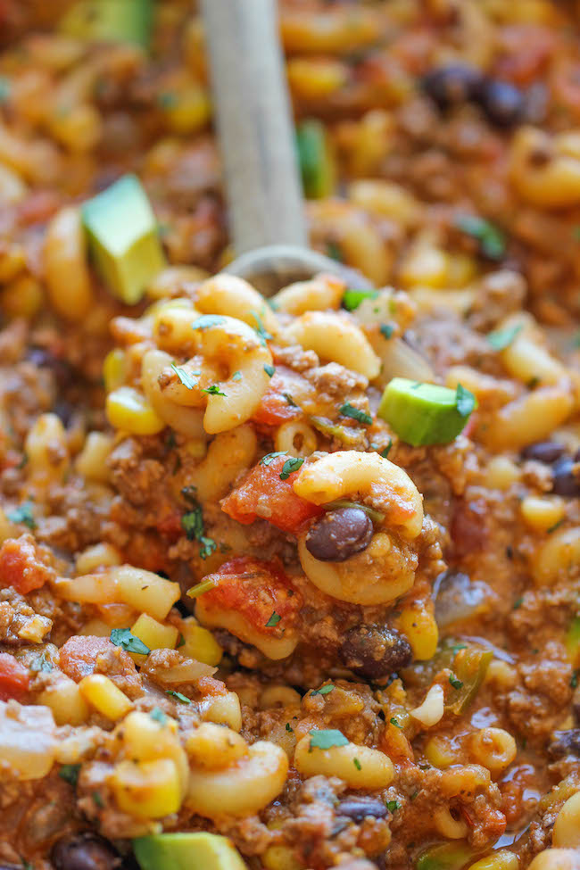 One Pot Taco Pasta - The easiest taco you will ever make. It's so easy, even the pasta gets cooked right in the pot!