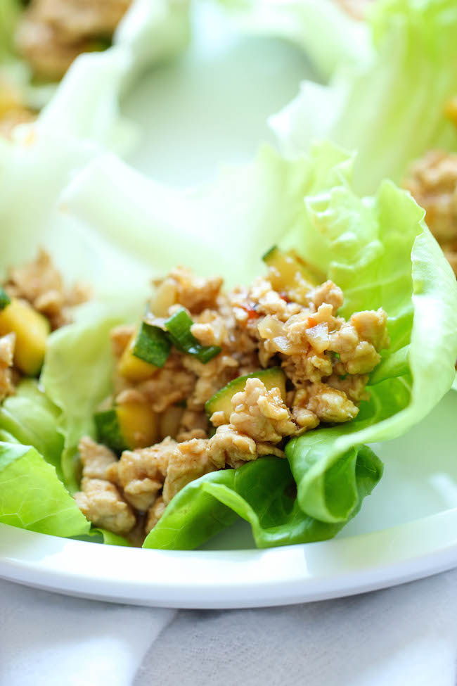 Kung Pao Chicken Lettuce Wraps - A take-out favorite made healthy + low-carb! And this comes together in just 20 min from start to finish!